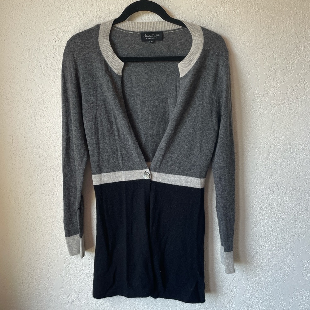 Charlotte Russe Gray and Black Color-Block Cardigan